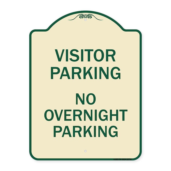 Visitor Parking No Overnight Parking Heavy-Gauge Aluminum Sign, 24" x 18", TG-1824-22731